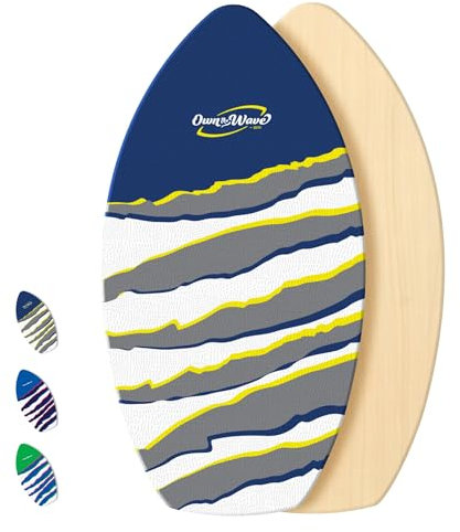 Own the Wave New Zealand Tiger Stripe Skimboard mit farbigem EVA-Griffpolster und hochglänzendem Klarlack für Kinder und Erwachsene, 2 Größen und Farben des Traktionspads