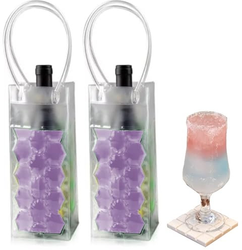 Weinkühler, Eis-Weinbeutel, Gel-Weinflaschenkühler, Eisbeutel, Weinkühler, Kühlschrank und Getränketransport, Weinflaschenkühler für roten, weißen Champagner oder Sekt, 2 (Lila)