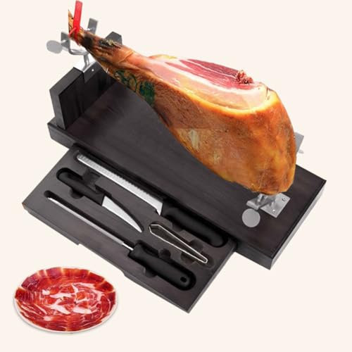 Kit Jamonero, Jamonero, Soporte De Cocina Estable con Almohadilla Antideslizante, Jamonero De Madera, para Cortar Jamones Españoles, Tallar Jamones, Restaurante, Decoración del Hogar Y Regalo De