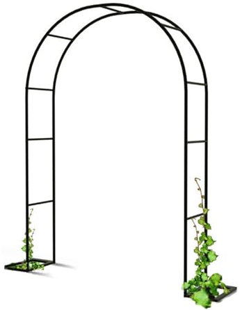 Metall Gartenbogen Rankhilfe für Kletterpflanzen Outdoor Hochzeit Zeremonie Laube für Weinreben und Gurkenpflanzen Stabiler schwarzer Bogen mit Sockel in verschiedenen Breiten erhältlich perfekt für