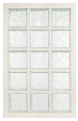 Panel prefabricado con cemento hidrófugado, uso vertical | N. 15 bloques de vidrio (3x5) mm 190x190x80 ondulado transparente | Dimensión 670x1070 mm | Unidad de venta: 1 panel