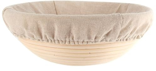 Runder Brotgärkörbchen mit Einsatz, aus natürlichem Rattan, Teigschüssel zum Backen, verschiedene Größen (20 x 8 cm)