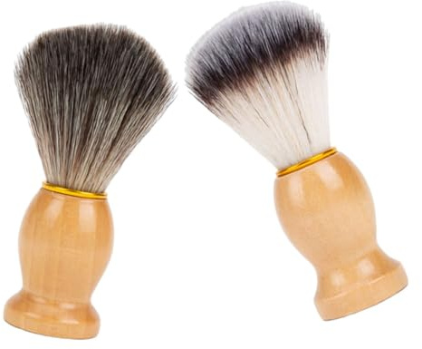 TOVINANNA Lot De 2 Blaireaux De Rasage Professionnels 2 Pcs Fibres Douces en Nylon Et Bois pour Hommes Rasage Manuel Et Nettoyage Visage Salon De Coiffure Polyvalent