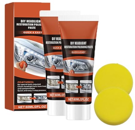 Restaurador de faros de coche de 60 ml, kit de restauración de faros, kit de restauración de faros, limpiador de faros, kit de limpieza y restauración de faros (2 Set)