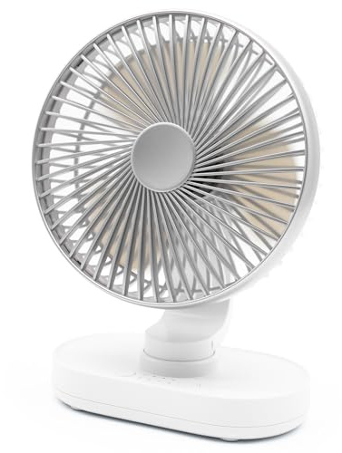Tischventilator sehr Leise, 16,5CM Klein Ventilator, Auto Oszillierend, 4 Geschwindigkeiten, Starkem Luftstrom, 15 Std. Laufzeit, 4000 mAh Akku Ventilator USB Tragbar für Zuhause Büro Camping Outdoor