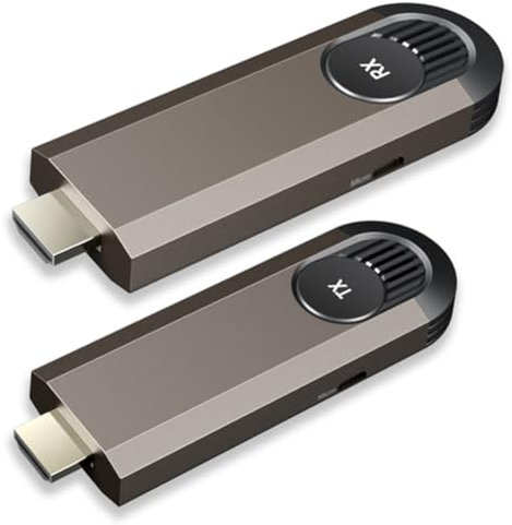 Cpolebev Kit de Extensor Inalámbrico Transmisor y Receptor Inalámbrico de Audio y Vídeo de 5,8 GHz para Cámara, Computadora Portátil, PC A TV, Monitor, Proyector
