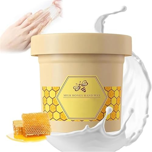 Masque pour les mains à la cire de lait au miel – Masque exfoliant pour hydrater les mains, enlever les peaux mortes, soin des mains exfoliant, masque hydratant, pour tous les types de peau (120 g-1