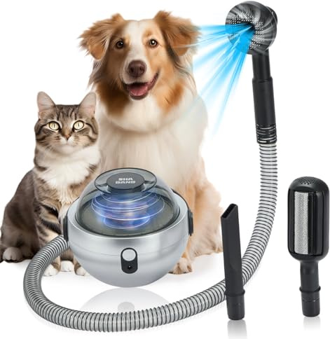 SHA GANG Kit per la toelettatura del cane senza fili con aspirapolvere, potente aspirazione 10000Pa, 99% peli di animali domestici, kit Vauum per la toelettatura del cane con 3 strumenti collaudati