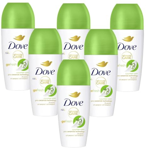 Dove Deo Roll-On für Damen, Advanced Care Go Fresh, Anti-Transpirant 72H Gurke, ohne Alkohol, mit Pro-Ceramid, 50 ml (6)