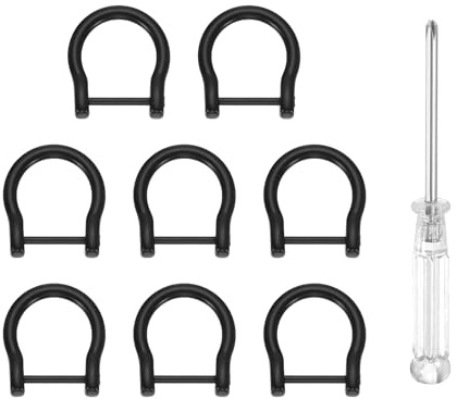 sourcing map 8pcs D-Rings Screw in Shackle 3/4 Metal Horseshoe U Shape Semicircle D Ring Purse Key Holder with Screwdriver for DIY Leather Craft Keychain Collar Accessories, Matte Black