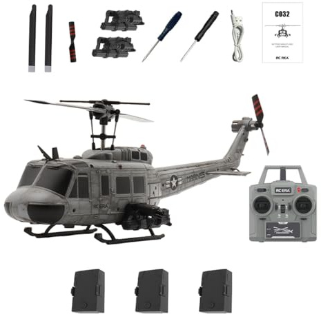 NULA RC ERA C032 UH-1 Huey RC, giroscopio a 6 assi 1:48 6CH Brushless Flybarless elicottero radiocomandato con volo 3D inverted e posizionamento ottico del flusso per adulti