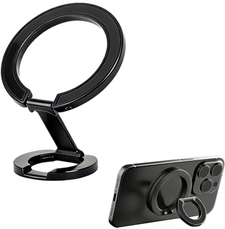 Handy Ring Halterung für Magsafe Magnetischer Ringhalter 360° Fingerhalter & Grip weich Silikon magnetischer Handy Ständer Griff mit zusätzlichem Magnetring für Hüllen, Schwarz