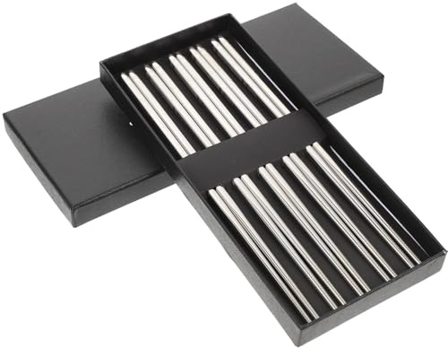 Gatuida 5 Paia Bacchette in Acciaio Inox Riutilizzabili Stoviglie in Metallo per Casa Bacchette per Campeggio Stoviglie Pratiche per Ristoranti Leggere Incisione Permanente