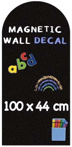 Vinilo Pizarra Adhesiva Magnética de Pared Diseño de Arco 100 x 44 cm - Superficie Mate Tipo Pizarra, Decoración para Hogar y Habitación Infantil (Negro)
