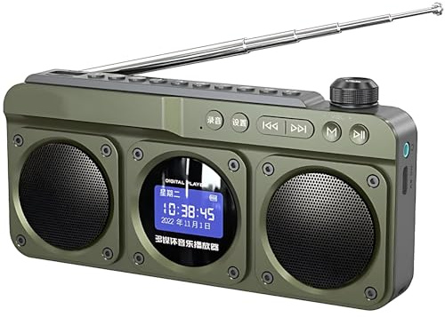 Portable Bluetooth Speaker Mini Radio Boombox with USB/TF/FM Radio Stereo Retro Player Recorder with Clock Alarm and LED Screen Display for Indoor and Outdoor Use