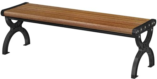 Outsunny Gartenbank 2-Sitzer Metall Wetterfest Outdoor 124x39x39cm Braun