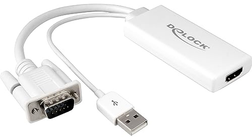 DeLock VGA-St./USB 2.0-St.>HDMI-Bu. 0,25m (white)