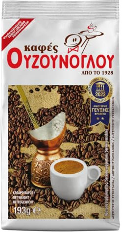 Ouzounoglou Caffè Greco Macinato Tradizionale – Confezione da 200 g – Tostatura Artigianale da Miscele Selezionate di Caffè Brasiliano – Premio Superior Taste Award 2022