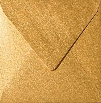 25 Quadratische Briefumschläge 15 x 15 cm 150 x 150 mm Gold Metallic Verschluss: feuchtklebend Grammatur: 90 g/m²