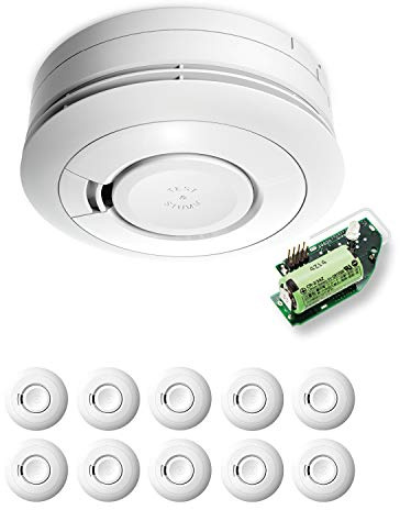 Ei Electronics Ei650RF Funkrauchmelder im 10er Set mit 10-Jahres-Batterie | Vernetzbarer Rauchwarnmelder ohne LED-Blinken, inkl. Funkmodul, Testsieger Stiftung Warentest, Hergestellt in Irland