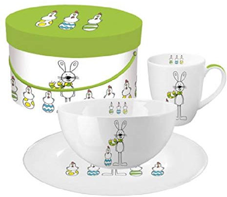 Unknown PPD 602516 Breakfast Set / Cereal Bowl / Coffee Mug / Breakfast / Bone China / Diameter 20.5 cm / 602510 Happy Easter
