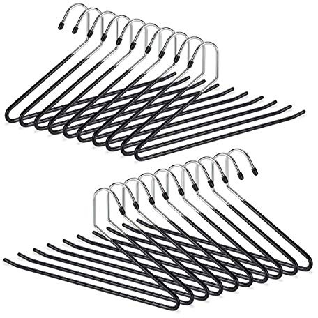Relaxdays Set 20 grucce appendiabiti per pantaloni antiscivolo, gommate in metallo, salvaspazio, 35 cm, nero