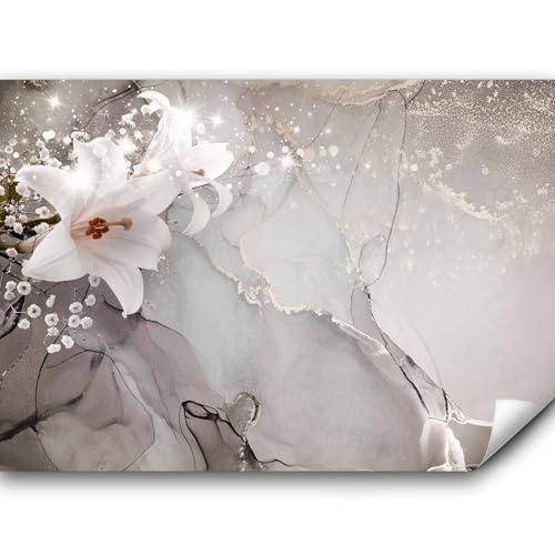 murando Fototapete selbstklebend Blumen Lilien 343x256cm Foto Tapete Tapetenfolie Möbelfolie Wandverkleidung Wandtapete Motivtapeten Bildtapete Wohnzimmer 3d Effekt Modern 3D Effekt bokeh grau