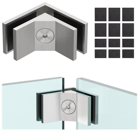 LukLoy Railing Glass to Glass Clamp, Stainless Steel 304 Bracket for Glass Balustrade Railing Pool Fence (1, 90 Degree)