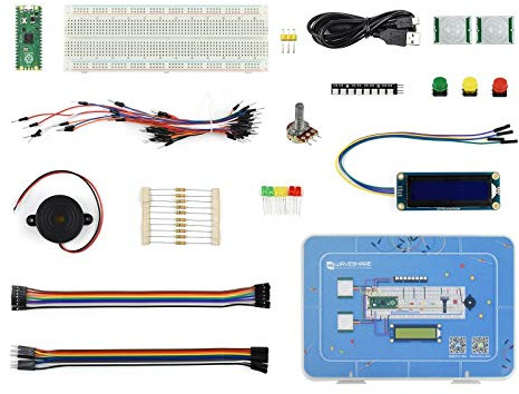 Raspberry Pi Pico Basic Kit Pack, MicroPython Programming Learning Kit with The Pico+ Breadboard +LCD1602 RGB Module + PIR sensor+RGB LED,etc