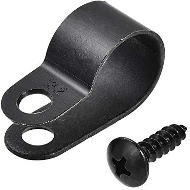 sourcing map 50STK 13,2mm Nylon R Typ Kabel Clip Draht Klemme mit Schrauben Schwarz