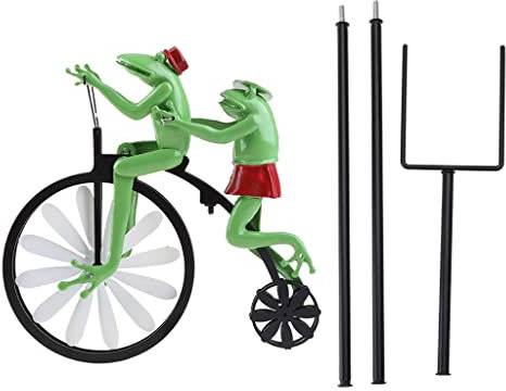 follwer0 Metall Frosch Windrad Vintage Fahrrad Wind Spinner Outdoor Windmühle Garten Wind Skulptur Rasen Hof Dekoration
