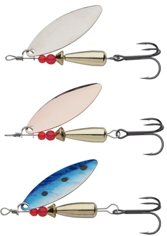 Abu Garcia Droppen Vide Spinner 3er-Pack – Für starke Strömung und flussaufwärts gerichtetes Süßwasser- oder Salzwasserangeln, Forelle, Lachs, Meerforelle, Hecht