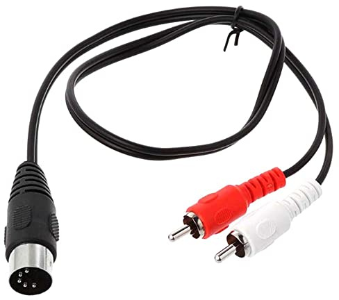 1pcs 0.5M/1.5M 5 Pin Din Male to 2 RCA Male Audio Video Adapter Cable Wire Cord Connector Suitable for DVD Player,0.5m