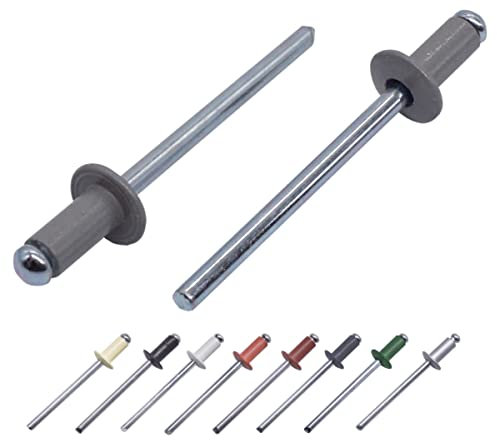 Marcopol (100 Stück) Lackierte Blindnieten 4,0 x 8 mm, Kuppelkopf, DIN 7337, Aluminiumniete und Stahldorn, Popnieten (100, staubgrau RAL 7037)