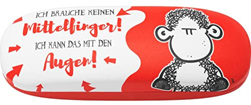 Sheepworld Brillenetui mit Motiv Augen | Hartschalen-Etui, 17,5 cm x 6 cm, Rot | Geschenk, Geburtstag, lustiges Geschenk | 47964