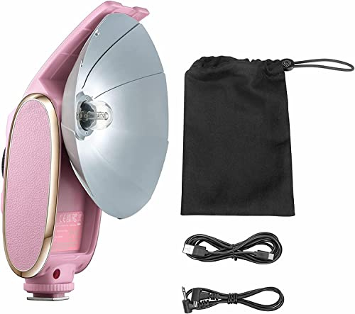 Godox Lux Senior Kamerablitz, tragbar, Retro-Blitzgerät, GN14, 6000 K, 28 mm Brennweite, Ersatz, kompatibel mit Canon, Nikon, Sony, Fuji, Olympus (Rosa)