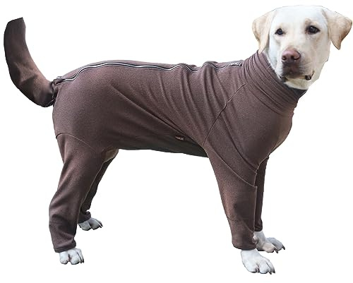 ARUNNERS Extra Large Dog Pajamas Pjs Bodysuits Full Body Coverage Onesie Clothes Anxiety Calming Surgery Recovery Suit for Rottweiler Cane Corso, Brown, 7X-Large