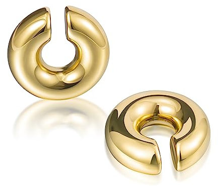 YeGieonr Chunky Gold Ohrringe für Damen, Leichte Edelstahl Hohle Offene Creolen mit 18K Echtem Vergoldete, Hypoallergen Modeschmuckgeschenke für Frauen und Mädchen