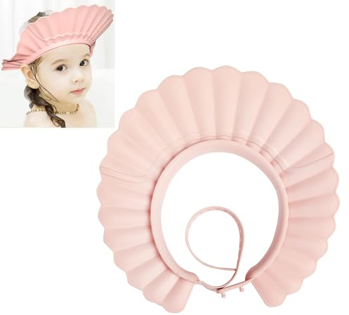 Baby Shower Cap Bath Visor Protection Silicone Adjustable Safe Shower Bathing Cap for Infants Toddler Baby Kids Children (6 Months-12 Years old, Pink)