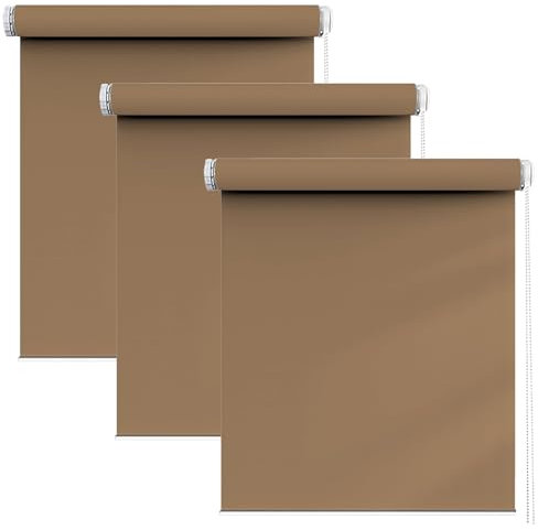 Verdunkelungsrollo 85 x 180 cm, Blickdicht Sichtschutz Sonnenschutz, Rollo Für Fenster Und Türen, inkl. Befestigungsmaterial, für Dachfenster, Taupe