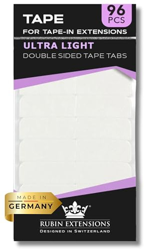 Rubin Extensions Tape Extensions Klebeband 96 Stück 4 cm x 0,8 cm - Ersatztapes Klebestreifen extra Stark - für Haarverlängerungen & Perücken