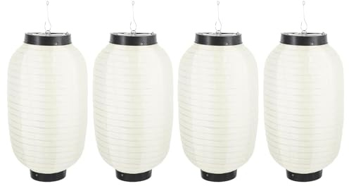 LOGOFUN 4Pcs Japanese Style Lantern Japanese Sushi Bar Hanging Lantern Traditional Restaurant Lanterns Waterproof Paper Lanterns - White (8 Inch)
