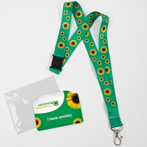 Sensibilisierungskarte für Angstzustände mit Sonnenblumen-Umhängeband für versteckte Behinderungen, versteckte Behinderung