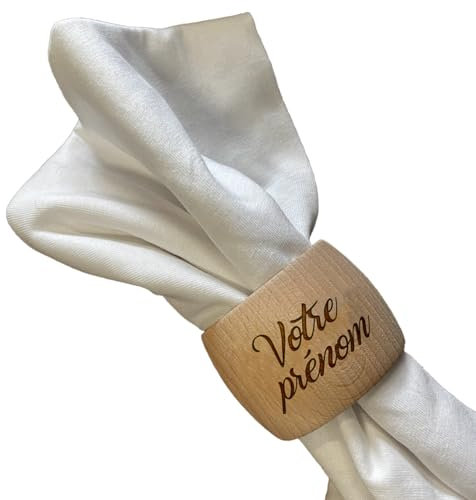 Rond de Serviette de Table personnalisé - Rond de Serviette Bois Gravure prénom & surnom [ Ronds et Porte-Serviettes ]