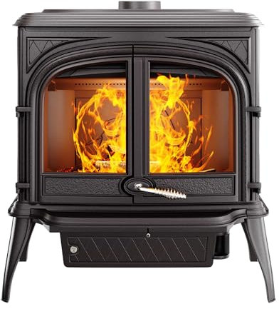 Estufa de leña de hierro fundido negro, 11,3 kW – Premium ARES S7 ECO