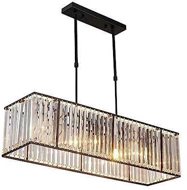Modernes Kristall Kronleuchter Rechteckiger Kristall-Kronleuchter Vintage Industrial Modern Pendelleuchte Kücheninsel Hängelampe mit verstellbarer Kette for Landhaus Wohnzimmer Esszimmer ( Color : Zwa