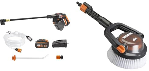 WORX WG633E Hydroshot Akku-Hochdruckreiniger 20V & WA1820 Hydroshot Haarbürste, weich, Schwarz