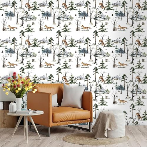 Selbstklebende Tapete Braun Tier Grün Strukturtapete Wandtattoo Schlafzimmer Tapete Selbstklebend Vliestapete Wallpaper for Living Room Tapeten Wandschutzfolie 45x600cm