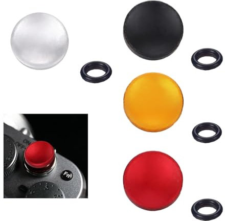 4 Stücke Universal Auslöseknopf für Kameras, Konkave Oberfläche Auslöseknopf, Kamera-Auslöser aus Reinem Kupfer, Kompatibel mit Leica, Fuji X100, Hasselblad, Nikon,Canon (Rot, Schwarz,Gelb,Weiß)