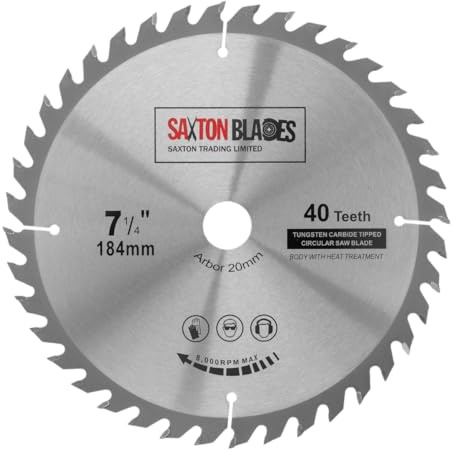 TCT18440T20B TCT Circular Saw Blade 184mm x 40T x 20mm Bore (16mm ring) fits Evolution Bosch Makita etc